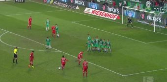 David Alaba nettoie la lucarne sur coup franc face au Werder Brême